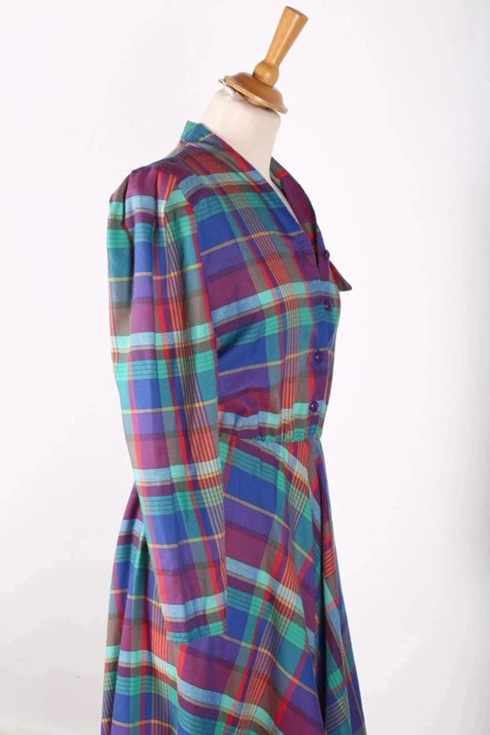 Petite robe vintage 80's en coton et viscose motif à carreaux (#250013) - photo numéro 4