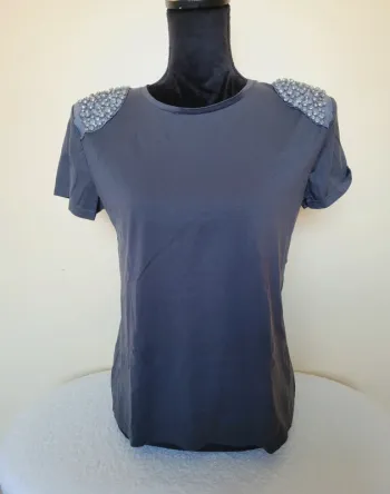 T-shirt Zara gris strass brillant