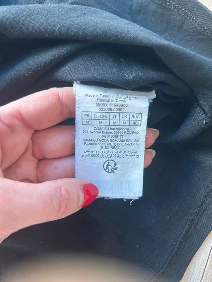 Tee shirt noir avec perles Camaïeu - photo numéro 3