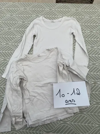 Maillots de corps chemisette manches longues 10-12 ans