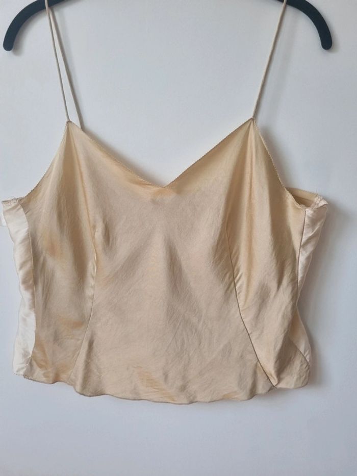 Top 100 % soie doré vintage - photo numéro 17