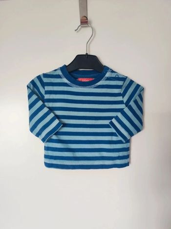 Tee-shirt rayé bleu turquoise / Tissaia - 3 mois