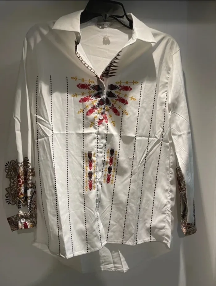 Chemise blanche à motifs ethniques – SHEIN – Taille 152 (équiv. S)