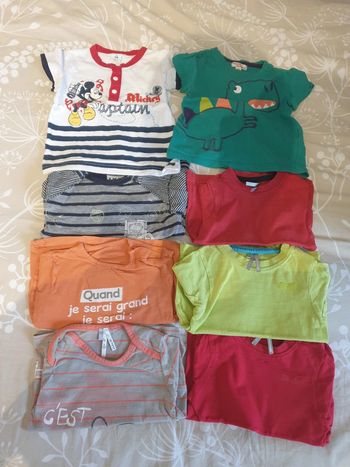 Lot de 8 t-shirts garçon 12 mois tb état Disney Mickey dinosaure ikks Orchestra