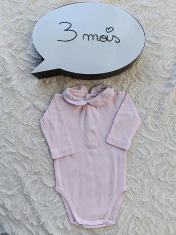 Body manches longues avec col Fille 3 mois Bout'chou 100% coton