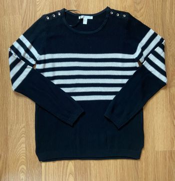 Pull marinière noir S