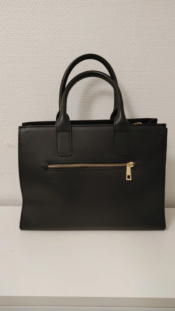 Sac à main rigide minimaliste en cuir et daim noir - photo numéro 4