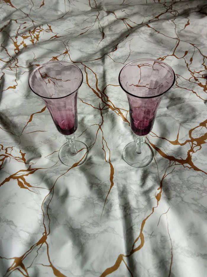 Lot de 2 flute a champagne prune - photo numéro 2