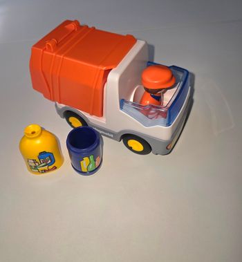 123 playmobil camion poubelles/ boîte à formes 6774 complet