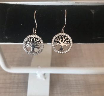 Paire de boucles d’oreilles en argent et strass