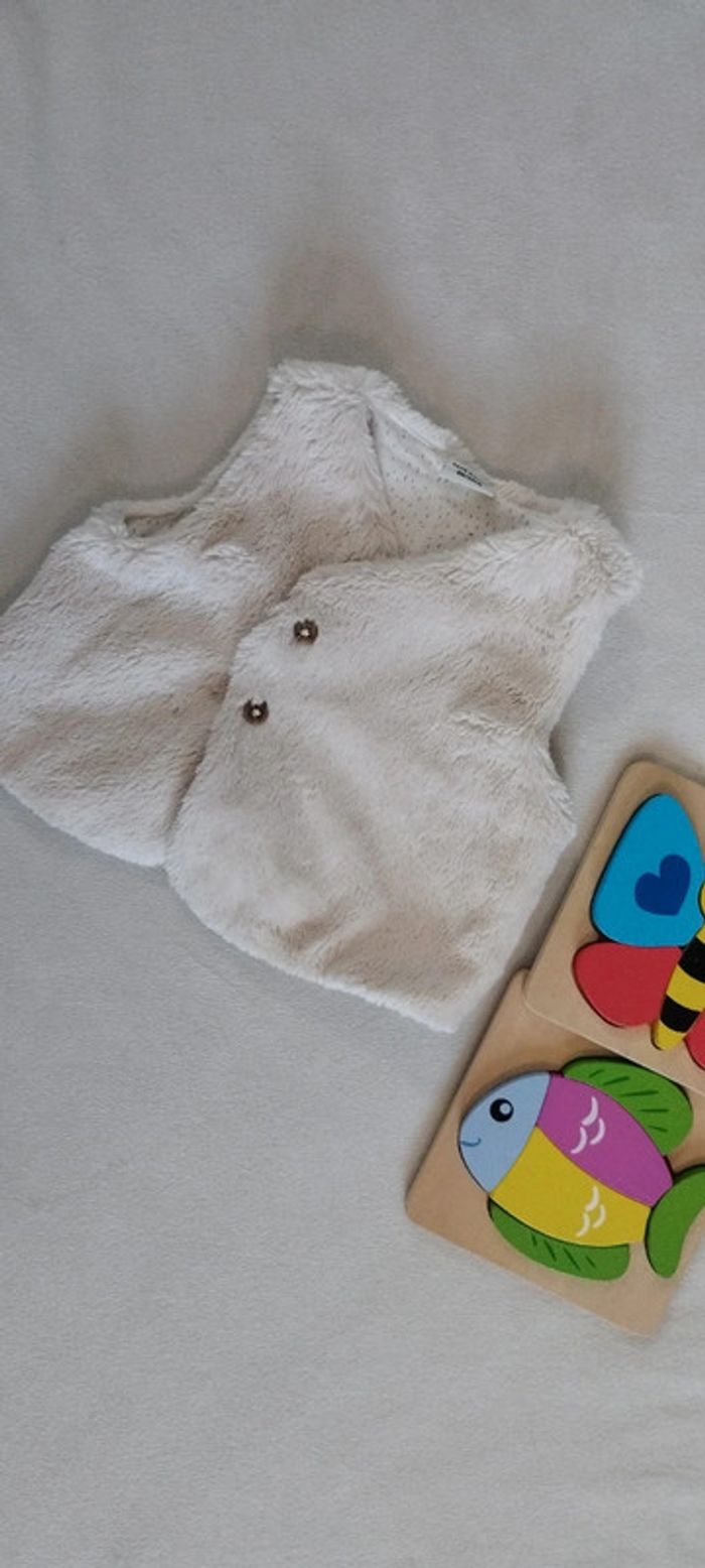 Gilet moumoute crème - 6 mois