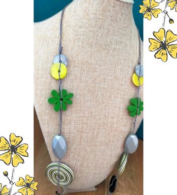 Collier long en bois - Collection Émeraude Urbaine