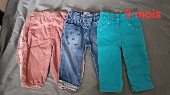 Lot de 3 pantalons bébé fille 9 mois