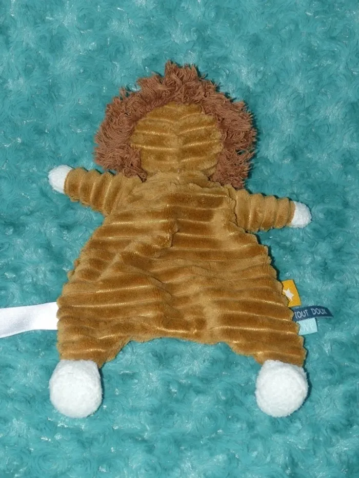 Doudou plat lion marron blanc TAO 🦁parfait état - photo numéro 4