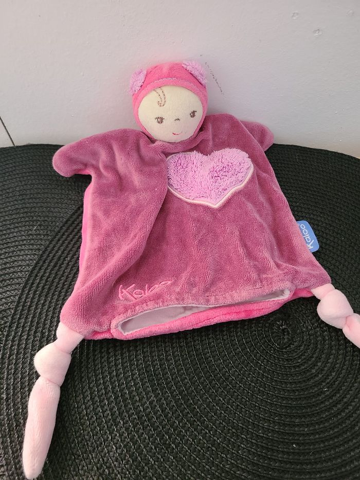 Poupée KALOO doudou marionnette rose coeur - photo numéro 2