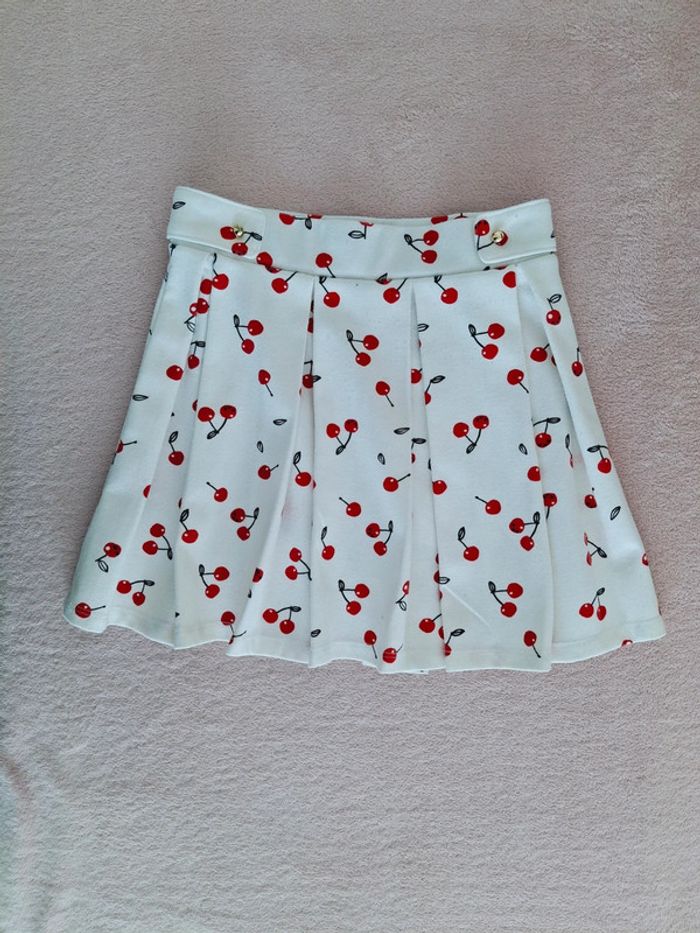 Jupe plissée L.O.G.G. 8 ans blanche motifs cerises rouges