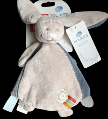 ❤️B1021 Doudou Plat mouchoir NOUKIE'S Noukies Lapin WAPI Bleu Gris Beige Coeur