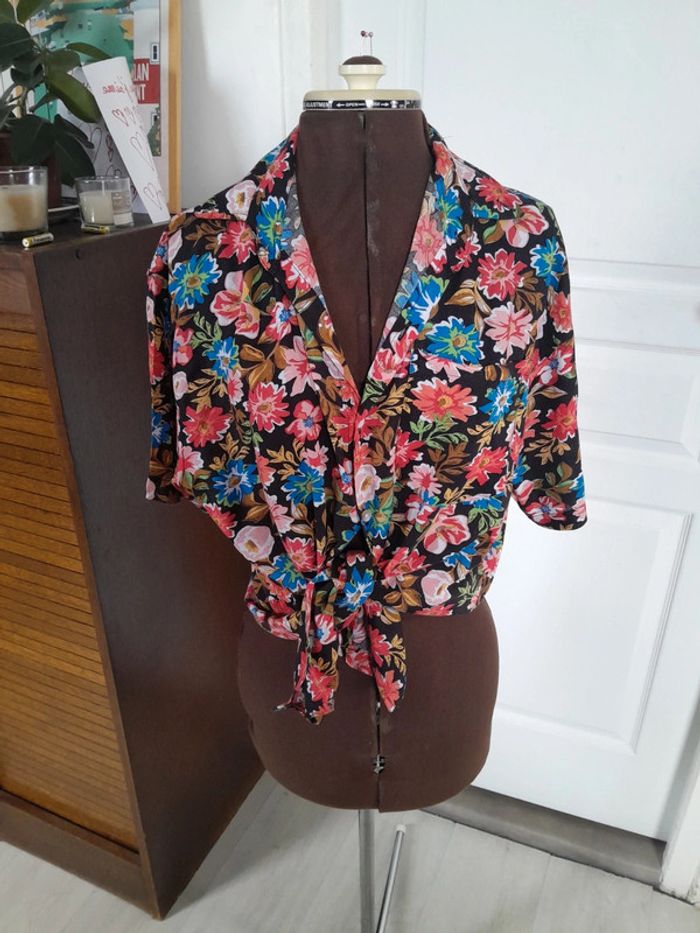 Chemise vintage manche courte fleurie wing Wonder woman - photo numéro 3