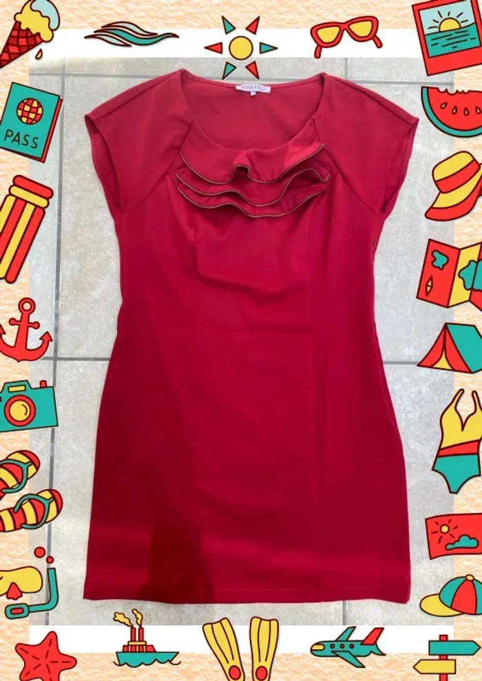 Robe manches courtes rouge doré Anna field 38 M