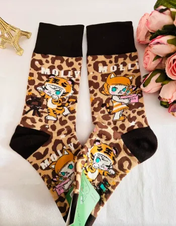 🐯Chaussettes fantaisie Olive Cake – Molly (Pop Mart) en tigre et en chat