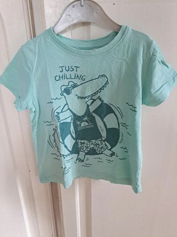 Tee-shirt bleu clair crocodile 86cm 12/18 mois