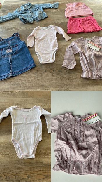 Lot bébé fille 12 mois bodies veste jean robe jupe débardeur chemisier