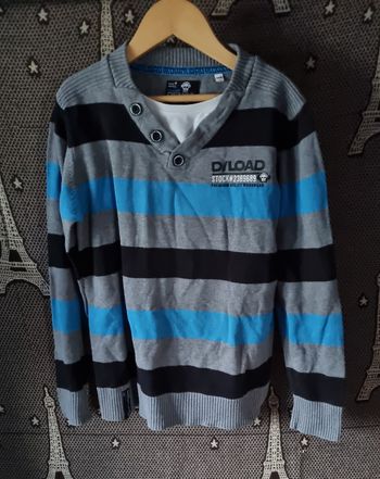 Pull col V à rayures 9-10ans