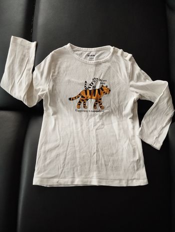 * T-shirt blanc motif tigre manches longues T3A Kiabi