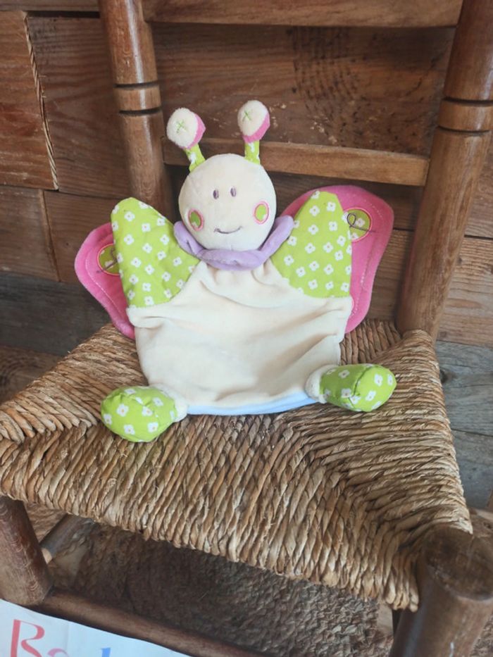 Doudou marionnette papillon nounours tbe - photo numéro 2