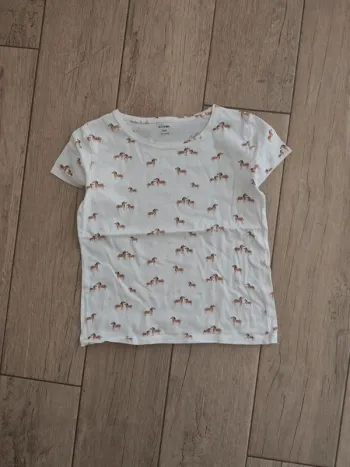 T-shirt blanc zèbre 10 ans