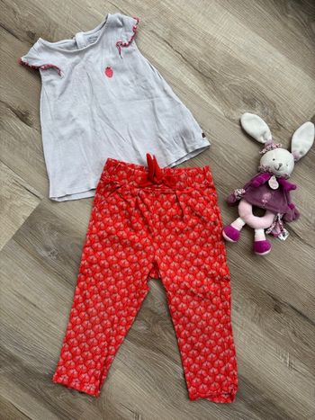 Ensemble t-shirt + pantalon fin taille 24 mois