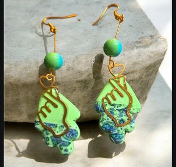 Boucles d'oreilles pendante vertes et bleu