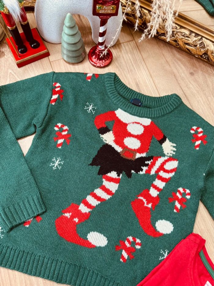 Taille 6 ans teeshirt et pull Noël garçon Kiabi Hema vert rouge * lutin * 🎄 - photo numéro 2