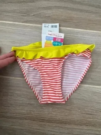 culotte maillot de bain bébé 12 mois neuf avec étiquette blanc rayé rouge DPAM