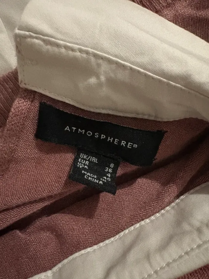 Pull chemise rose poudré col blanc Atmosphere – Taille S - photo numéro 3