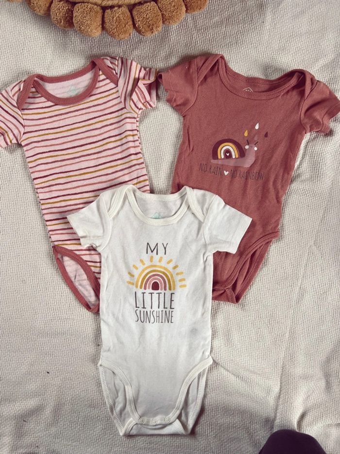 Lot de 3 bodies tex escargots arc en ciel