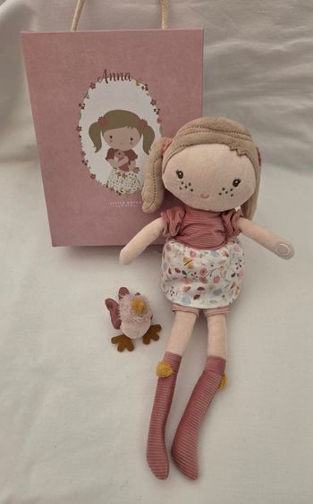 Doudou poupee Anna avec son oiseau - 33 cm - Little Dutch