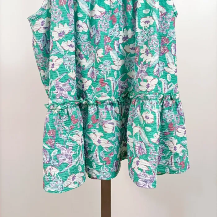 Top à bretelles fleuri vert CMT Atelier T38 imprimé floral léger coton été volanté A1263 - photo numéro 3