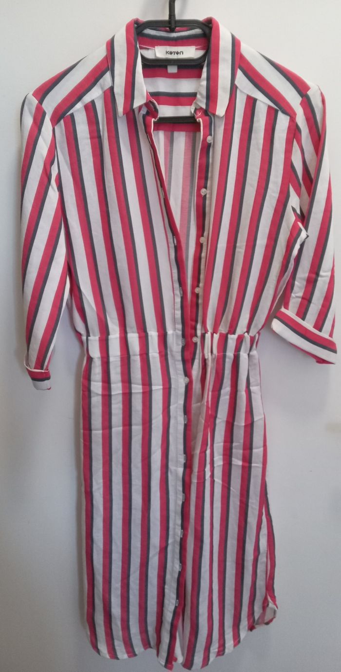 Robe Koton rayée rouge blanc bleu marine – taille 36