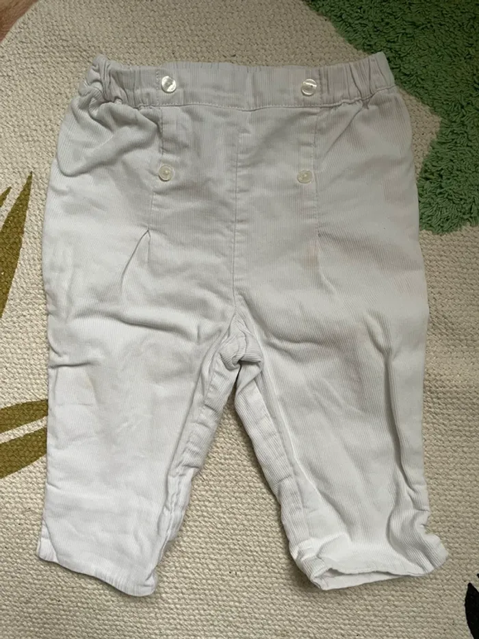 Pantalon velours blanc 12 mois Cyrillus - photo numéro 3