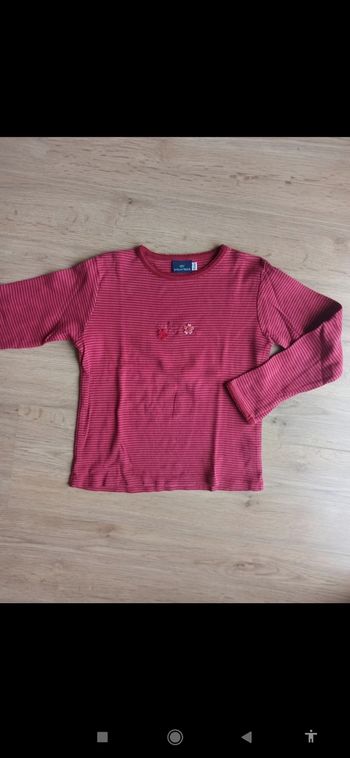 T-shirt manches longues sergent major 6 ans a rayures fleurs broderies