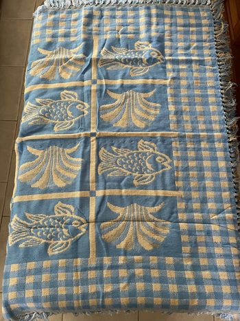 Plaid à franges bleu/jaune La Redoute NEUF