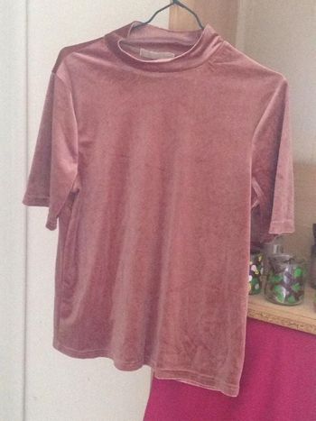Tee-shirt rose en velours