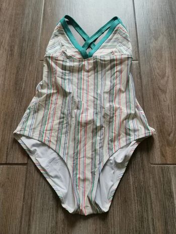 Maillot de bain 1 pièce Princesse Tam Tam Elisa Nalin taille 40 crème à rayures multicolores