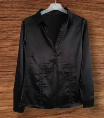 Chemisier élégant noir satiné - Taille M