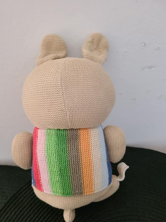 Doudou tricot Lapin beige Bunny Grelot Mamas & Papas 24 cm - photo numéro 2