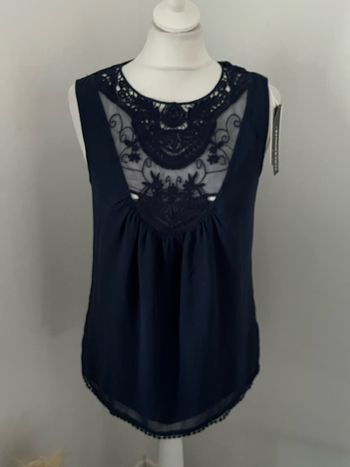 Débardeur marine a dentelle clockhouse S neuf