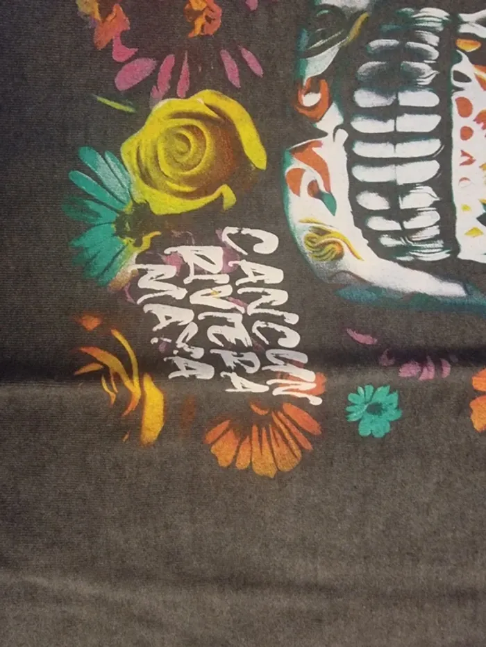 T shirt marron skull tête de mort Cancun rivière maya - photo numéro 2