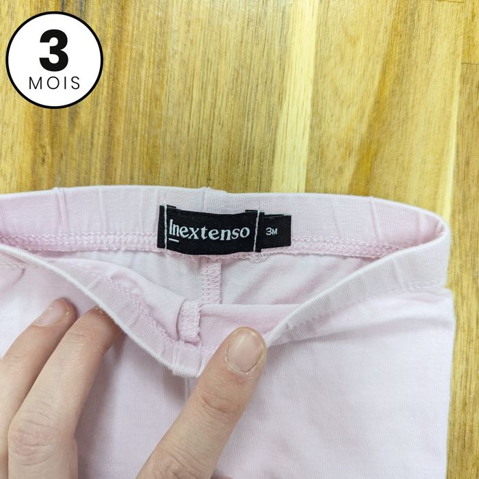 Lot 2 leggins bébé fille - 3 mois rose et gris - photo numéro 7