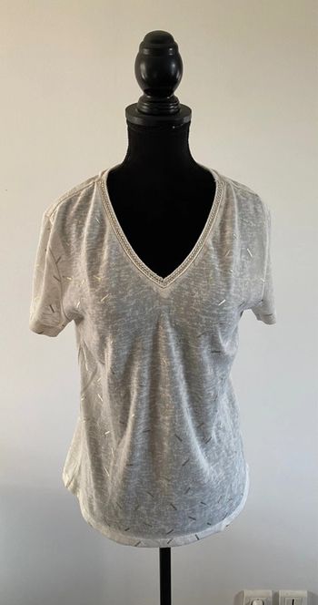 Tee shirt maille fine Only crème et doré taille S